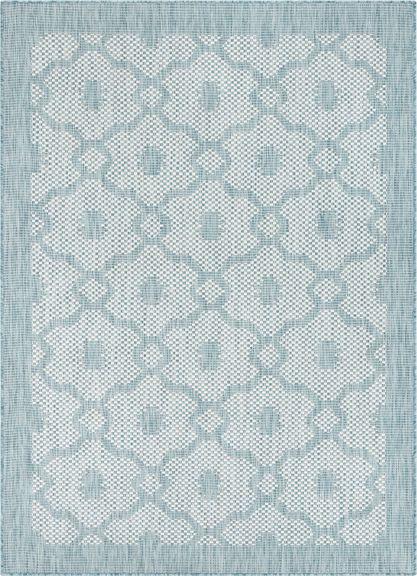 Sol Nordic Lattice Trellis Indoor Outdoor Light Blue Flatweave Rug MED-106