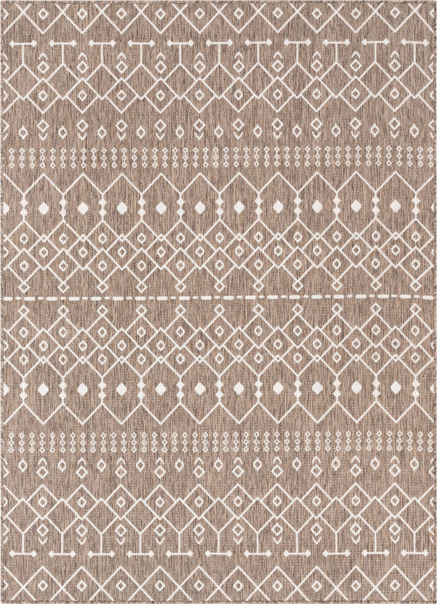 Nord Moroccan Tribal Indoor Outdoor Taupe Flatweave Rug MED-158