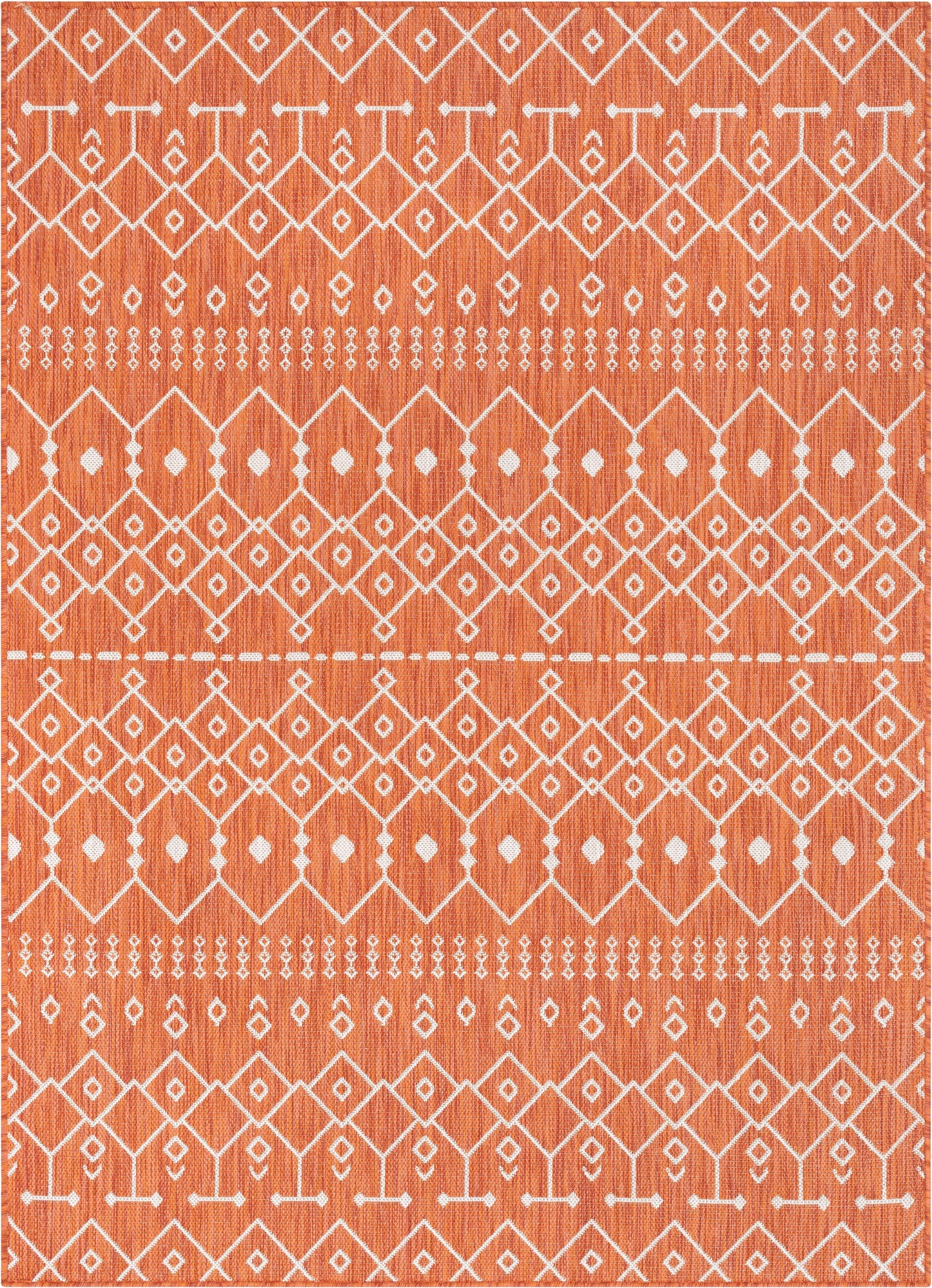 Nord Moroccan Tribal Indoor Outdoor Orange Flatweave Rug MED-159