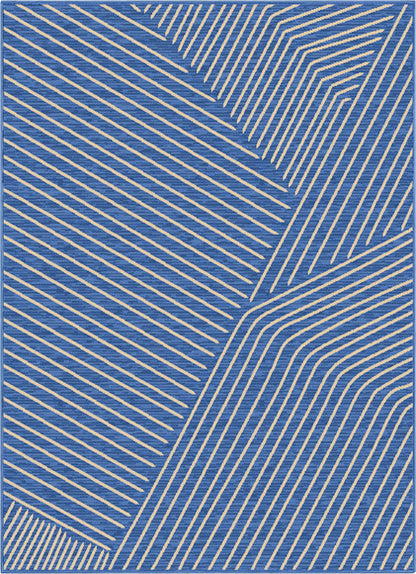 Linden Modern Stripes Indoor/Outdoor Blue Flat-Weave Rug MED-164