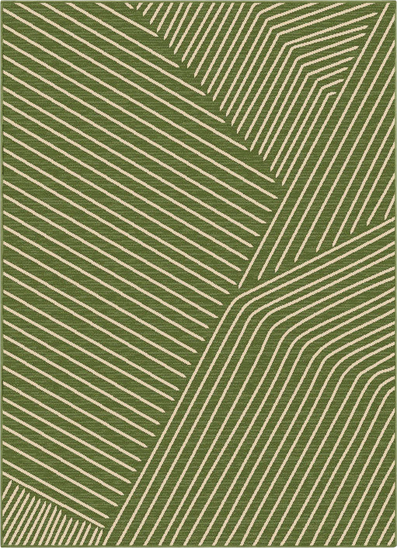 Linden Modern Stripes Indoor/Outdoor Green Flat-Weave Rug MED-165