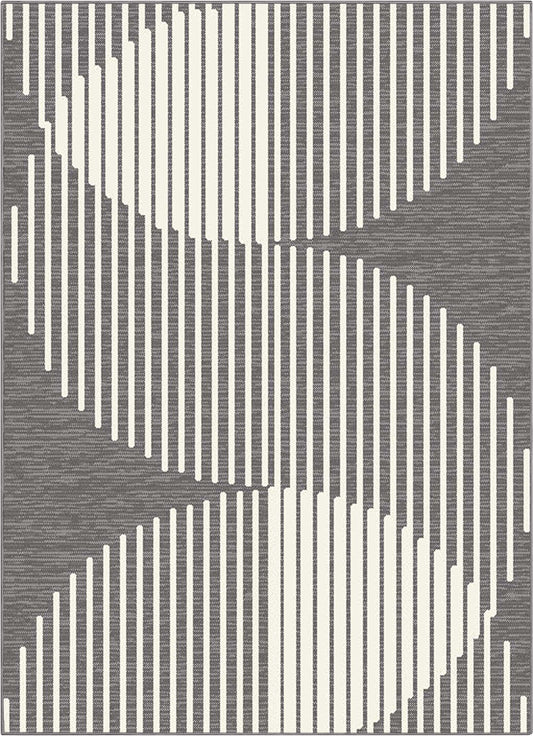 Alder Modern Stripes Indoor/Outdoor Ivory Grey Flat-Weave Rug MED-172