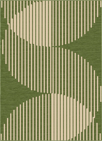 Alder Modern Stripes Indoor/Outdoor Green Flat-Weave Rug MED-175