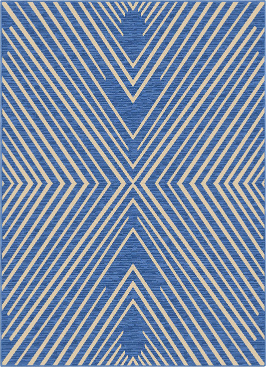 Kesia Modern Stripes Indoor/Outdoor Blue Flat-Weave Rug MED-184