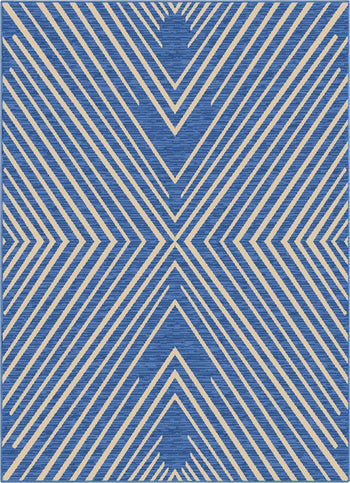Kesia Modern Stripes Indoor/Outdoor Blue Flat-Weave Rug MED-184