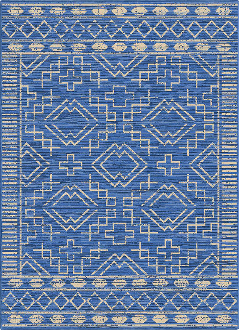 Quay Tribal Indoor/Outdoor Blue Flat-Weave Rug MED-204
