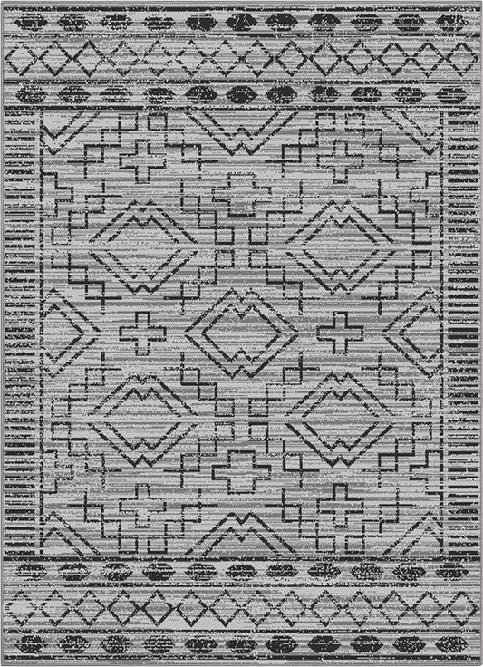 Quay Tribal Indoor/Outdoor Grey Flat-Weave Rug MED-207