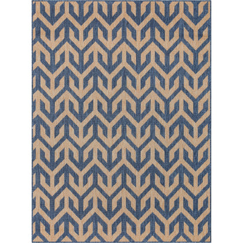 Atlantis Modern Stripes Indoor/Outdoor Blue Flat-Weave Rug MED-214