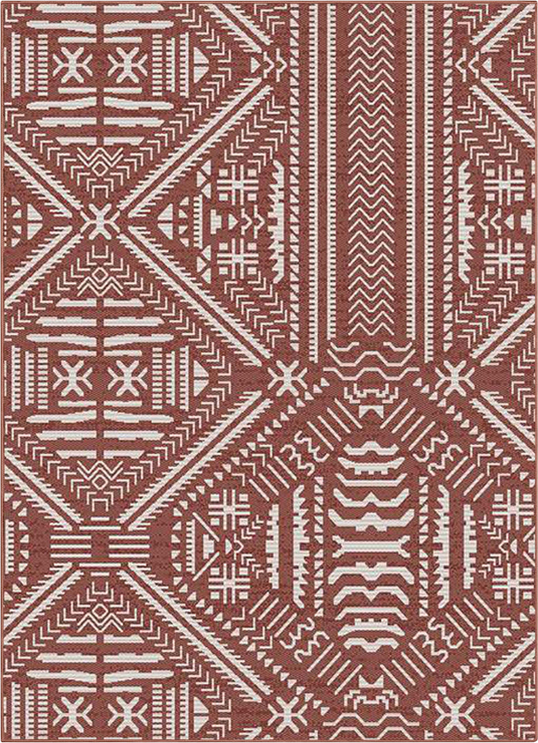 Khalo Tribal Indoor/Outdoor Coral Flat-Weave Rug MED-220