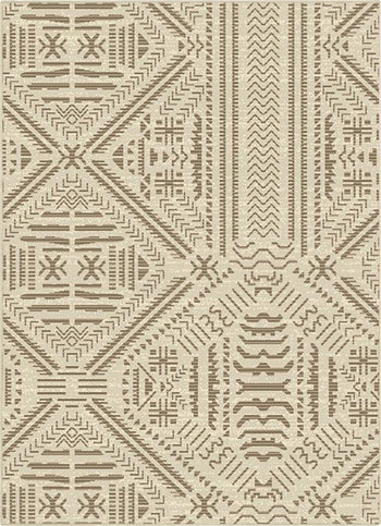 Khalo Tribal Indoor/Outdoor Beige Flat-Weave Rug MED-222