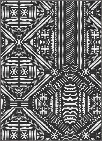 Khalo Tribal Indoor/Outdoor Black Flat-Weave Rug MED-223