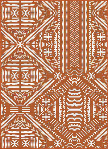 Khalo Tribal Indoor/Outdoor Orange Flat-Weave Rug MED-229