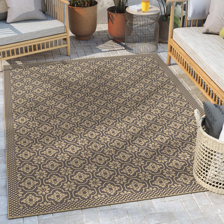Manola Moroccan Trellis Indoor/Outdoor Beige Flat-Weave Rug MED-232