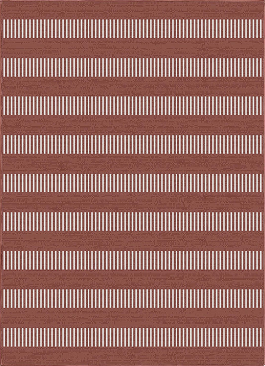 Stria Modern Stripes Indoor/Outdoor Coral Flat-Weave Rug MED-240