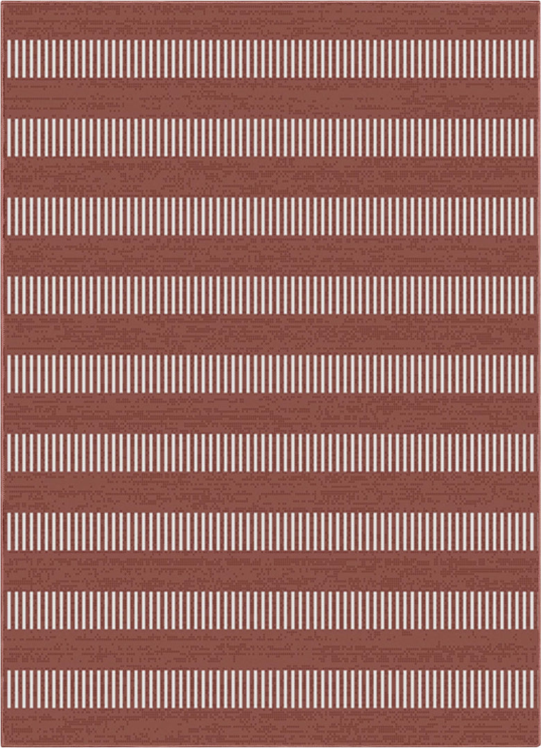 Stria Modern Stripes Indoor/Outdoor Coral Flat-Weave Rug MED-240
