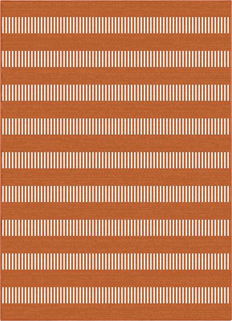Stria Modern Stripes Indoor/Outdoor Orange Flat-Weave Rug MED-249