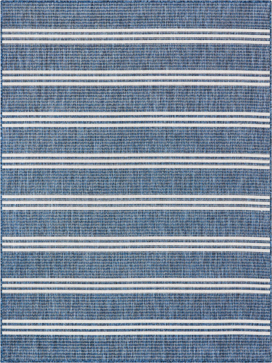 Catalina Modern Stripes Indoor/Outdoor Blue Flat-Weave Rug MED-254