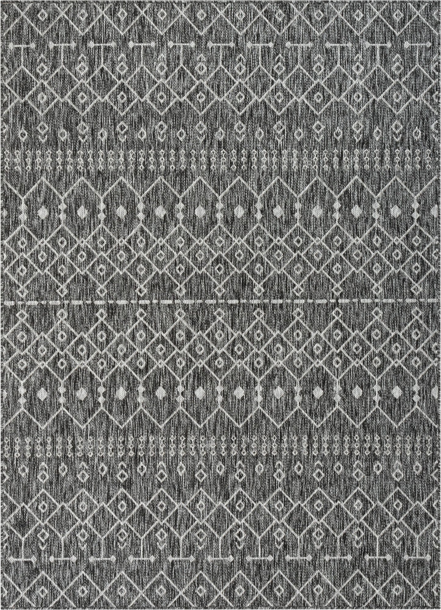 Nord Moroccan Tribal Indoor Outdoor Grey Flatweave Rug MED-57