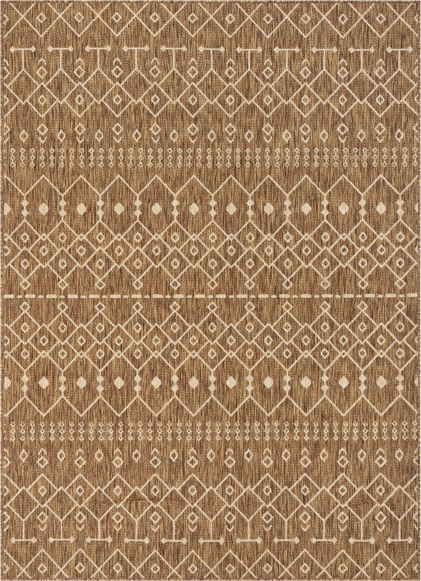 Nord Moroccan Tribal Indoor Outdoor Brown Flatweave Rug MED-58