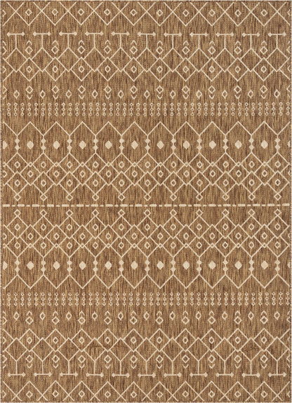 Nord Moroccan Tribal Indoor Outdoor Brown Flatweave Rug MED-58