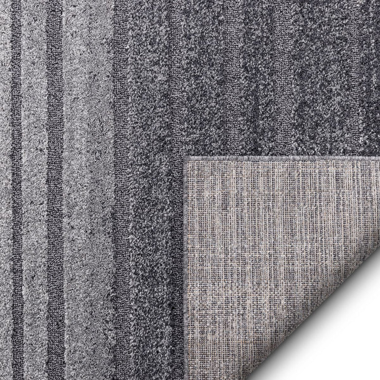Bauer Grey Modern Solid And Striped Rug MG-07