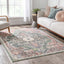 Lyon Vintage Bohemian Medallion Oriental Botanical Green Red Rust Rug MIR-25