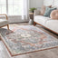Lyon Vintage Bohemian Medallion Oriental Botanical Red Rust Blue Rug MIR-29
