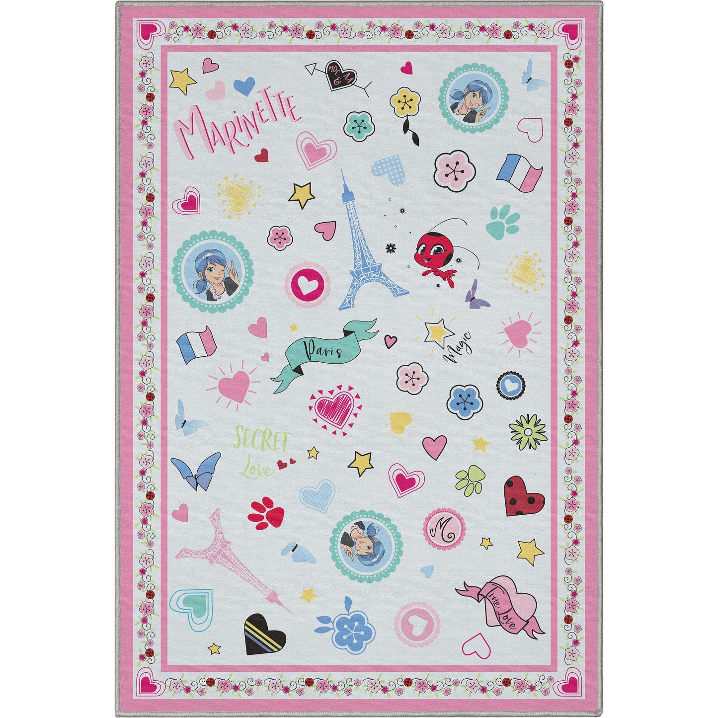 Miraculous Ladybug Rose Border Multi Rug MLB-04B