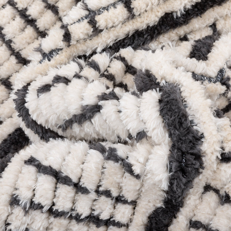 Viho Tribal Geometric Stripes Ivory High-Low Textured Pile Rug MYA-102