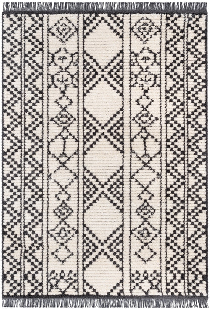 Tallulah Tribal Diamond Lattice Pattern Grey High-Low Textured Pile Rug MYA-37