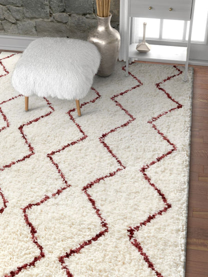 Wazuu Maroon Modern Moroccan Shag Rug NO-20