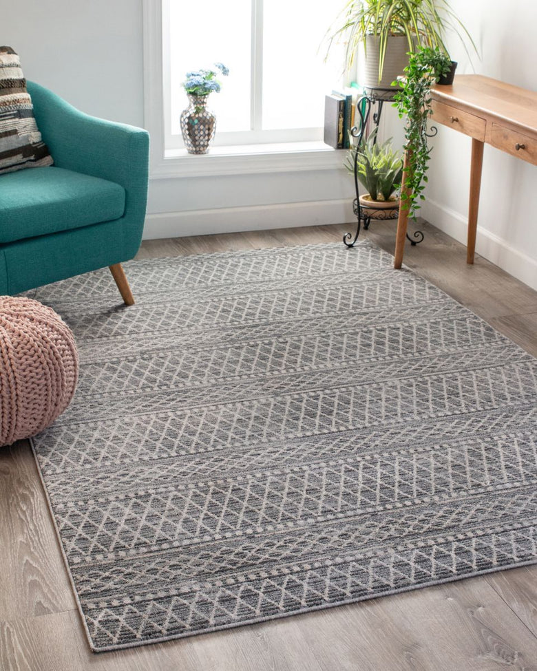 Charlie Blue Modern Vintage Moroccan Trellis Rug OM-104