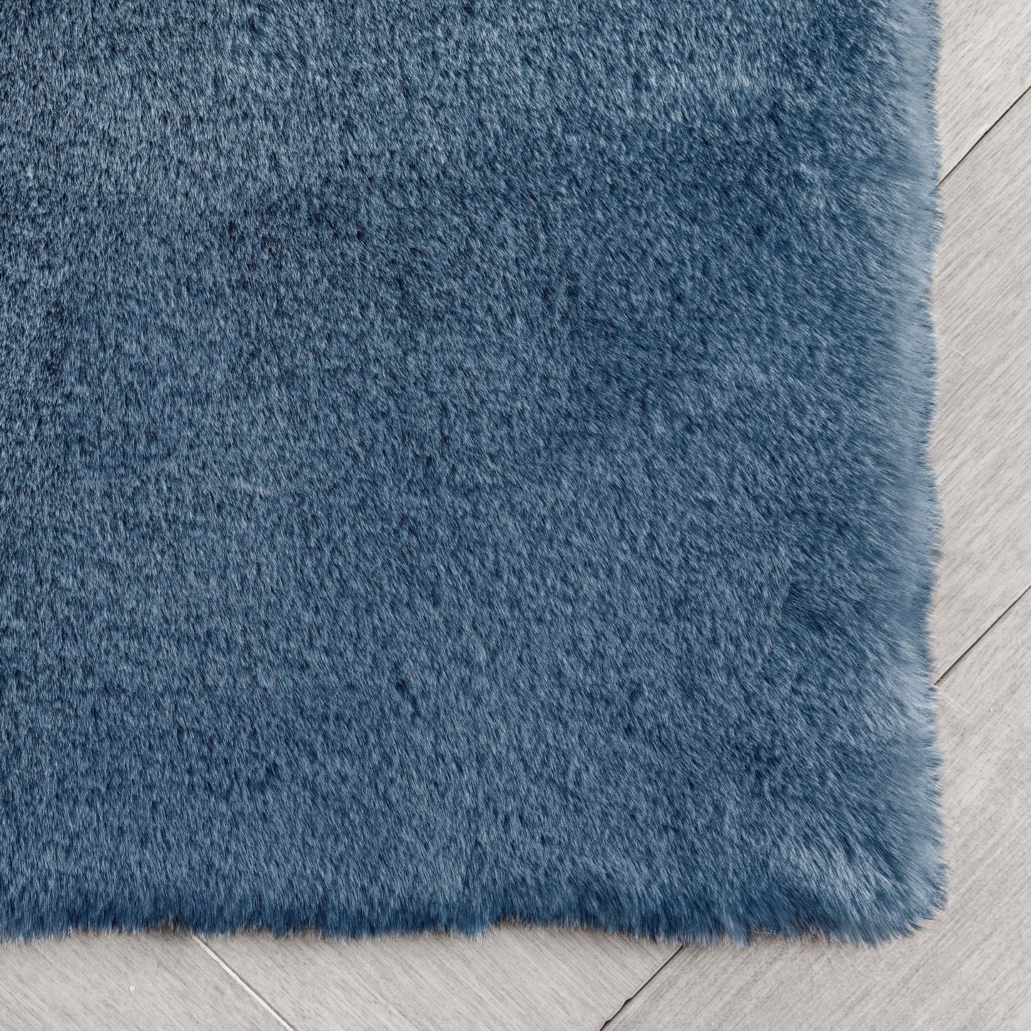 Crest Modern Glam Faux Fur Plush Dark Blue Shag Rug OPA-14