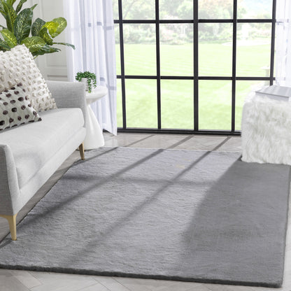 Crest Modern Glam Faux Fur Plush Grey Shag Rug OPA-17