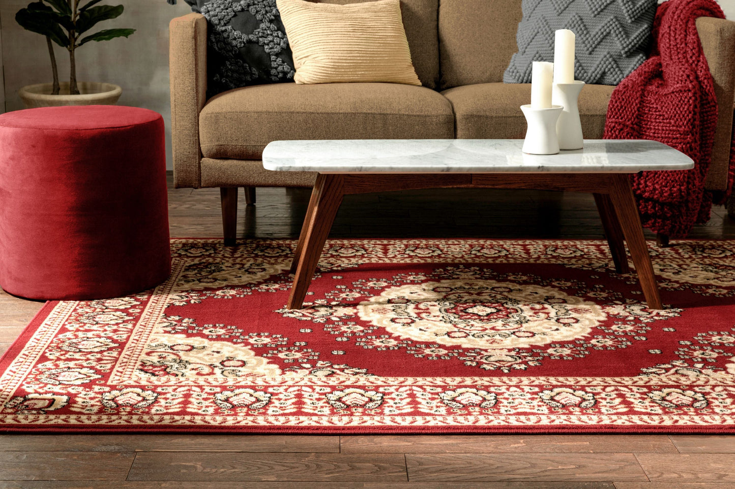 Malika Traditional Medallion Persian Floral Red Rug PA-110