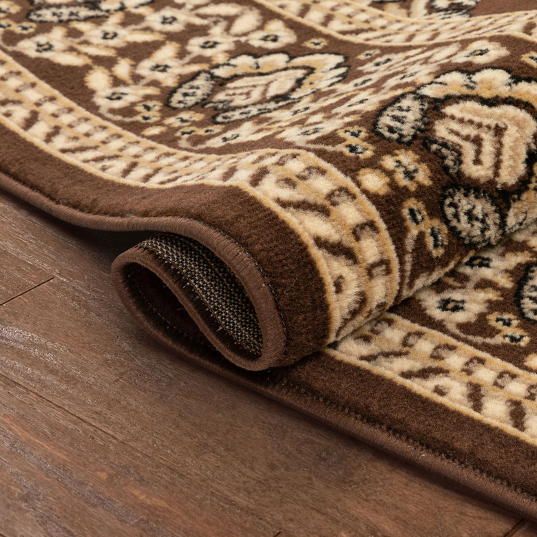 Malika Traditional Medallion Persian Floral Brown Rug PA-118