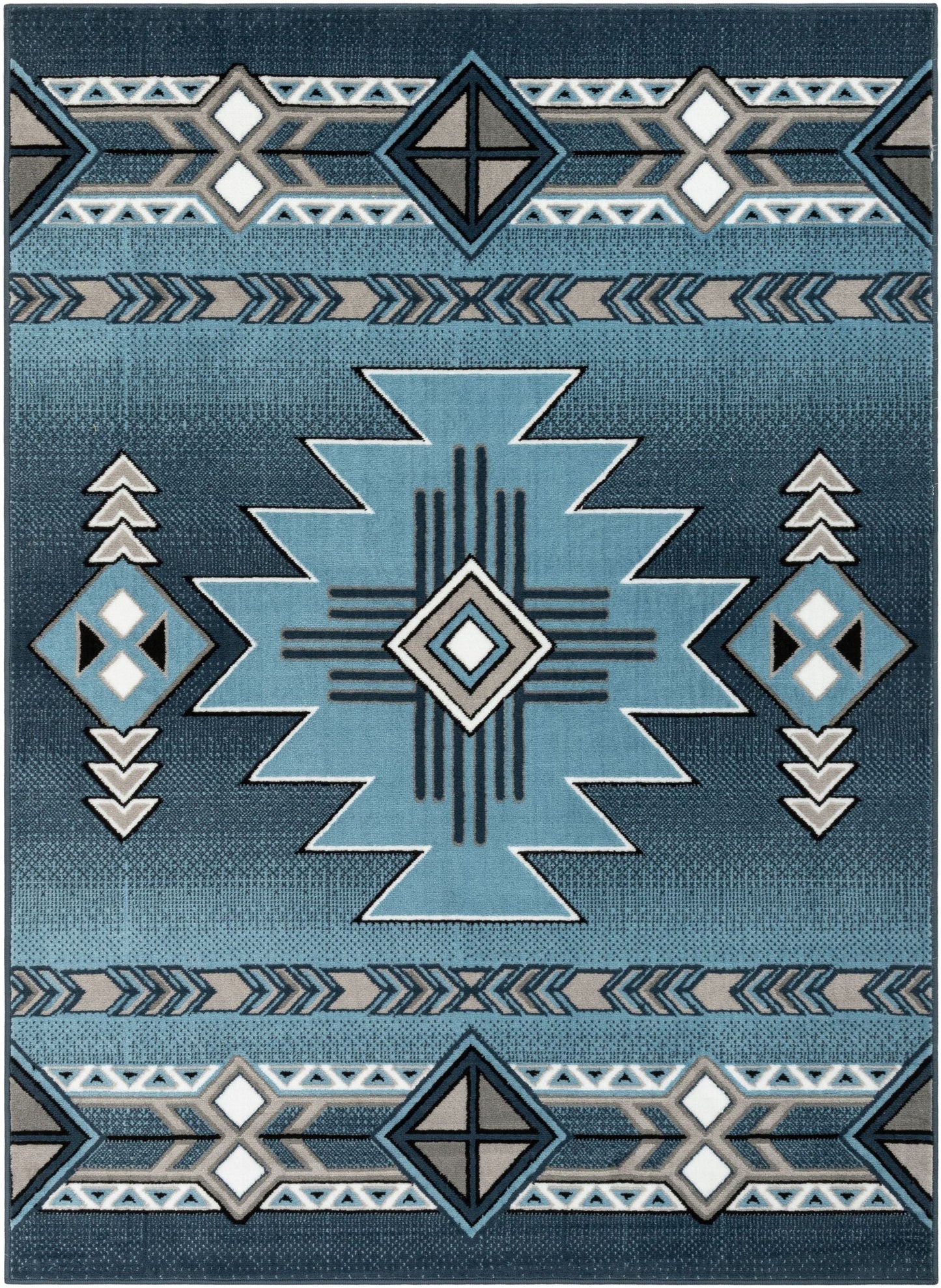 Dakota Tribal Aztec Southwestern Blue Rug PA-124