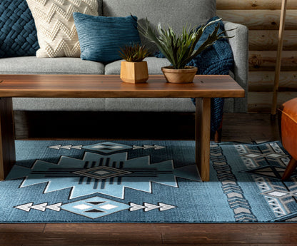 Dakota Tribal Aztec Southwestern Blue Rug PA-124