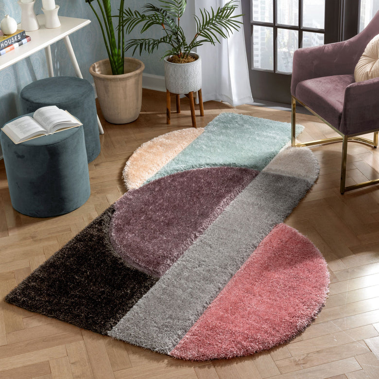 Meraki Modern Geometric Shag Lavendar Blush 3D Textured Thick & Soft Shag Rug PAB-18