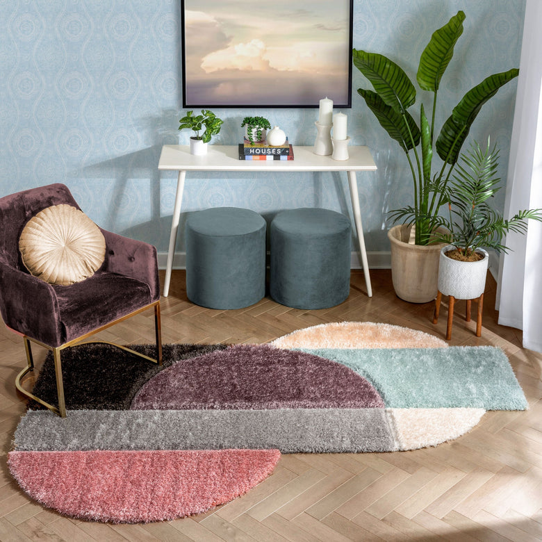 Meraki Modern Geometric Shag Lavendar Blush 3D Textured Thick & Soft Shag Rug PAB-18