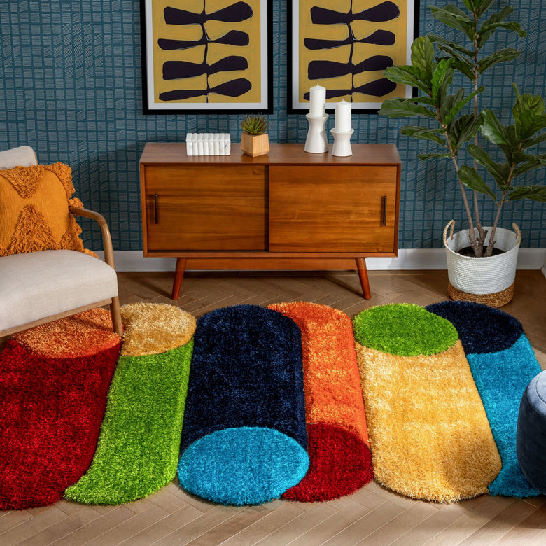 Zuma Modern Geometric Shag Multi 3D Textured Thick & Soft Shag Rug PAB-41