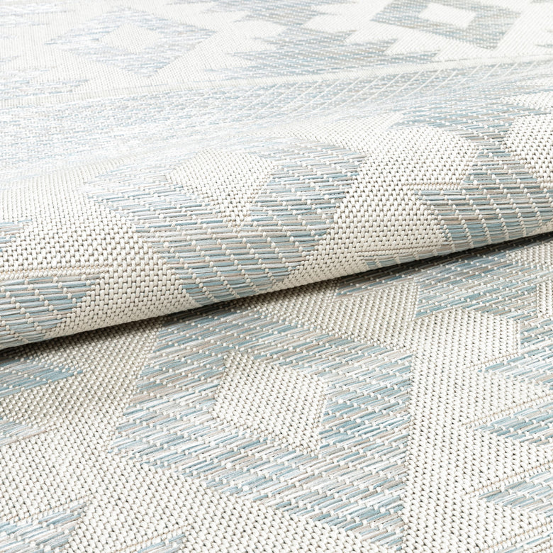 Prados Southwestern Geometric Blue Flatweave Rug POR-76
