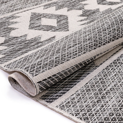 Prados Southwestern Geometric Grey Flatweave Rug POR-78