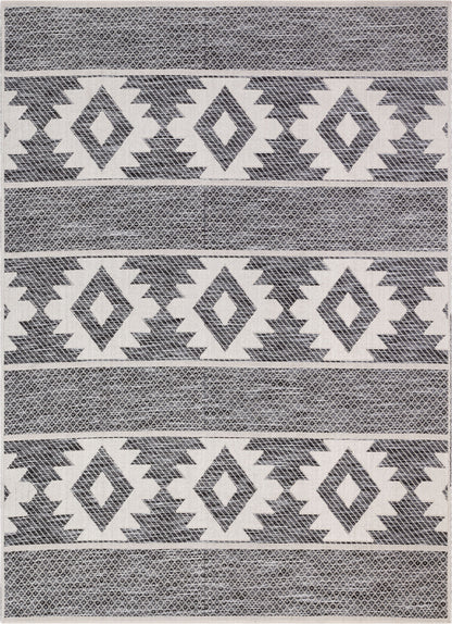 Prados Southwestern Geometric Grey Flatweave Rug POR-78