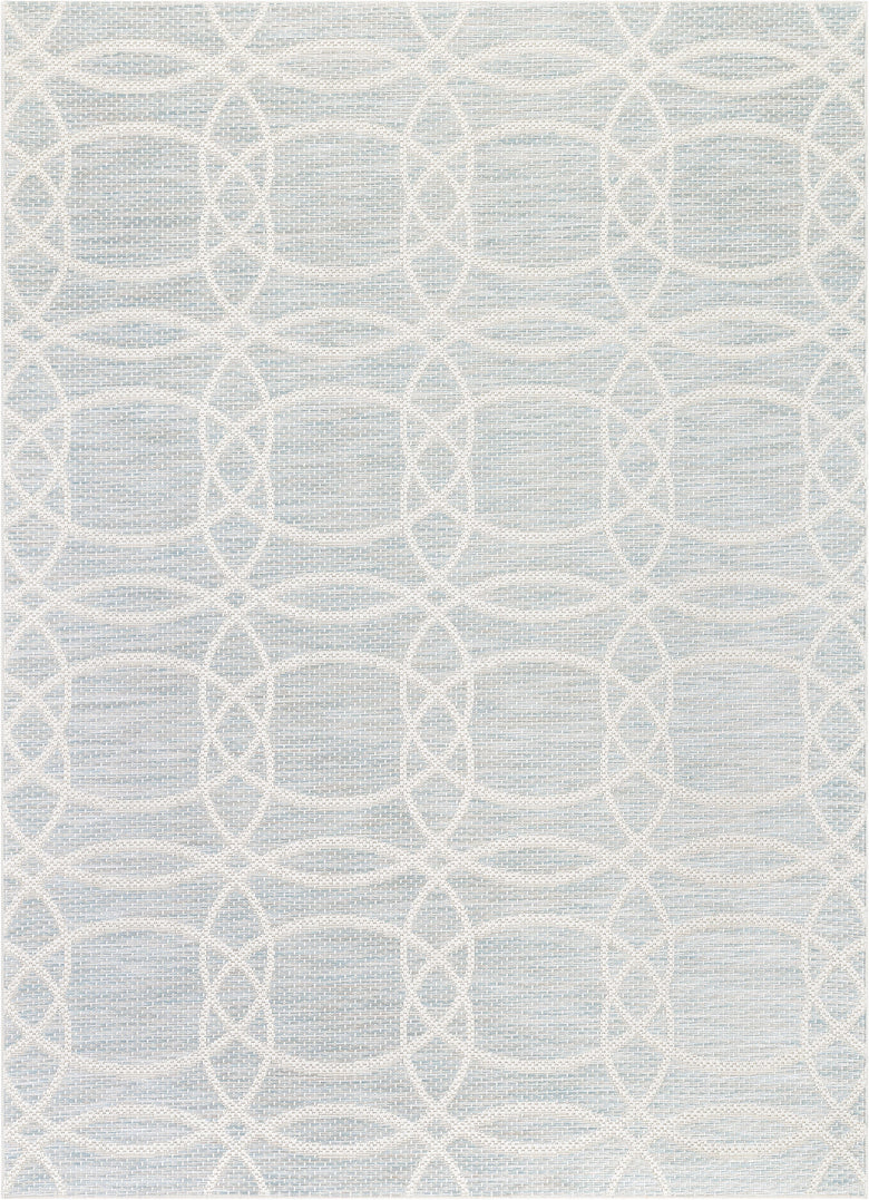 Tocha Modern Geometric Blue Flatweave Rug POR-86
