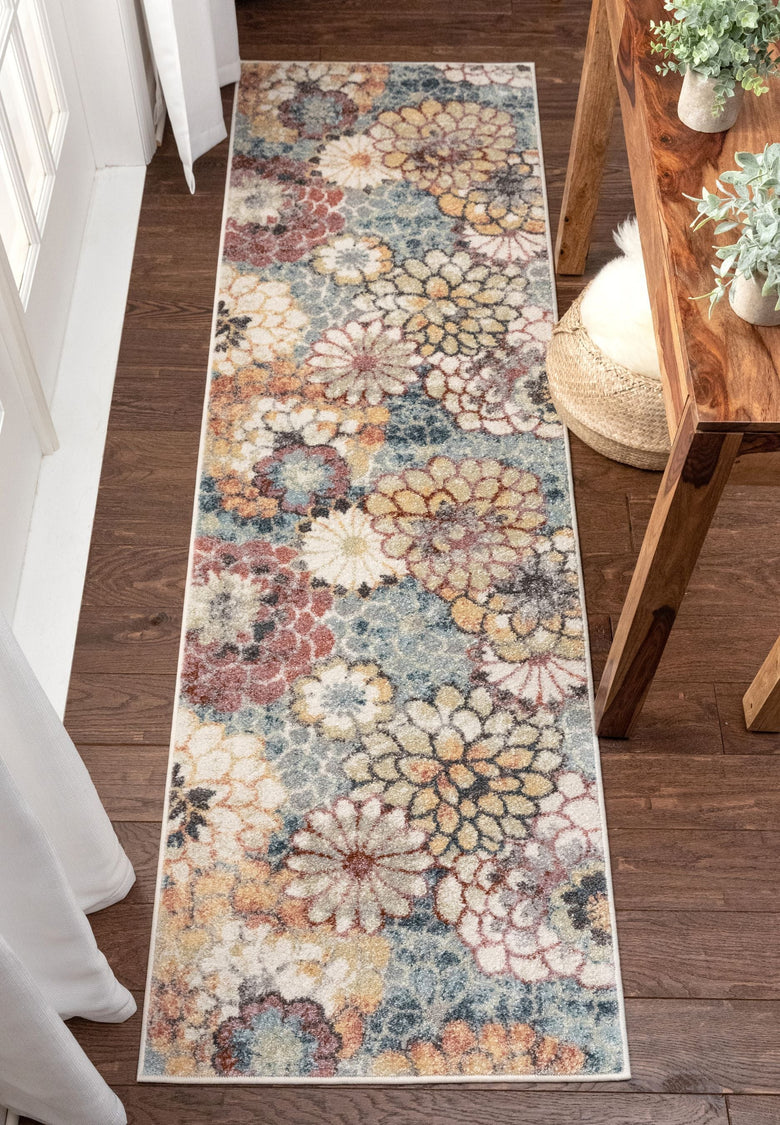 Lissa Bohemian Eclectic Floral Blue Rug RO-184