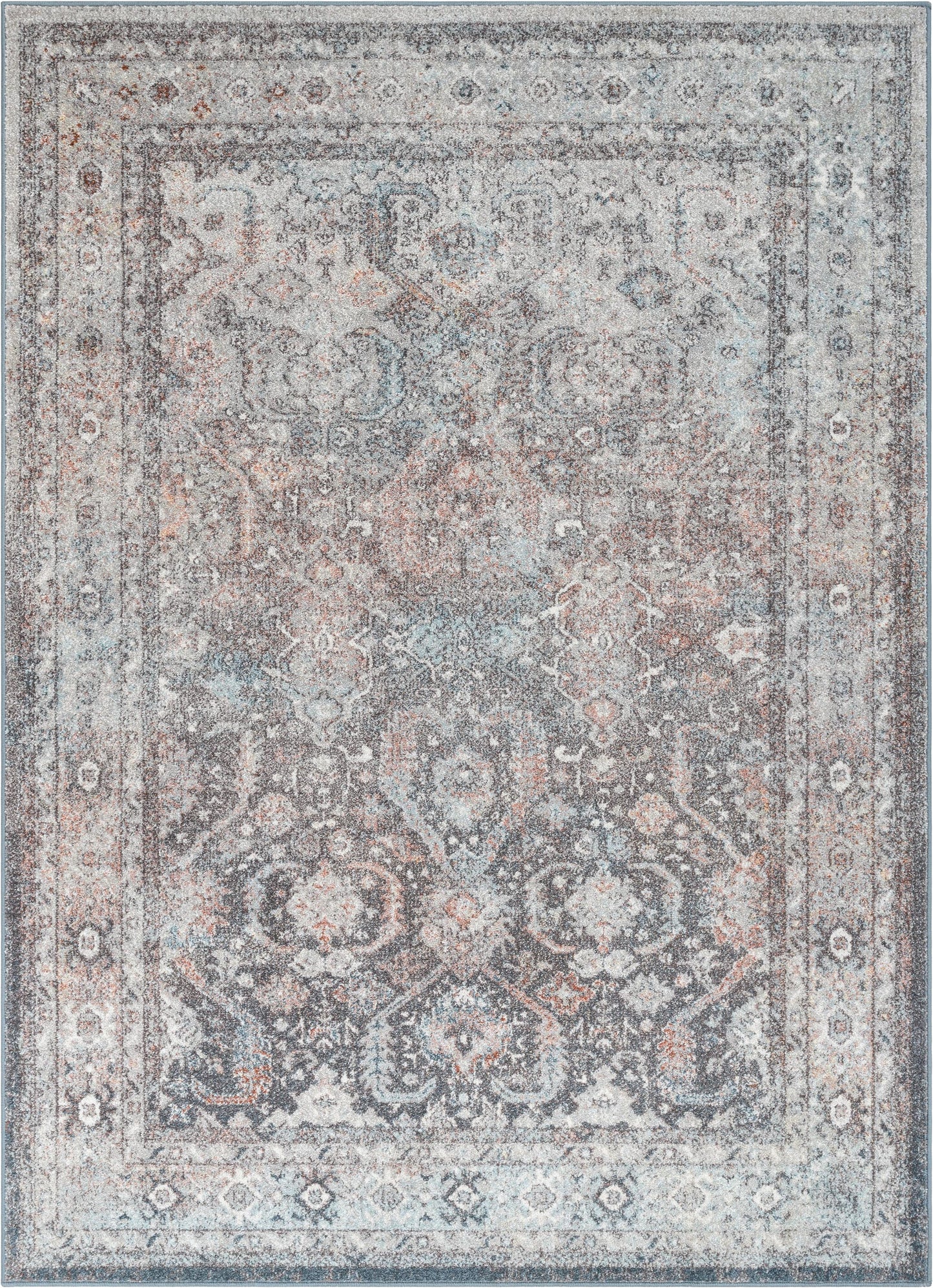 Salida Vintage Oriental Botanical Border Black Grey Rug RO-283