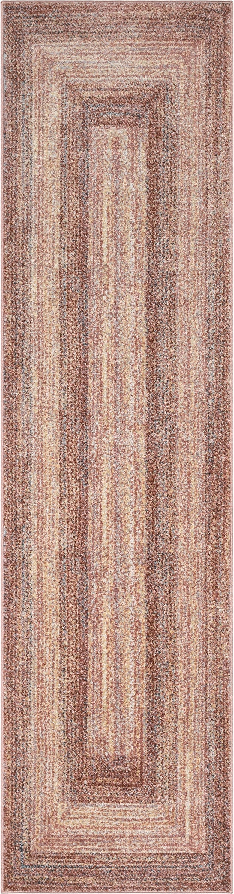 Chindi Bohemian Vintage Solid & Striped Multi-Color Blush Yellow Braided Pattern Rug RO-311