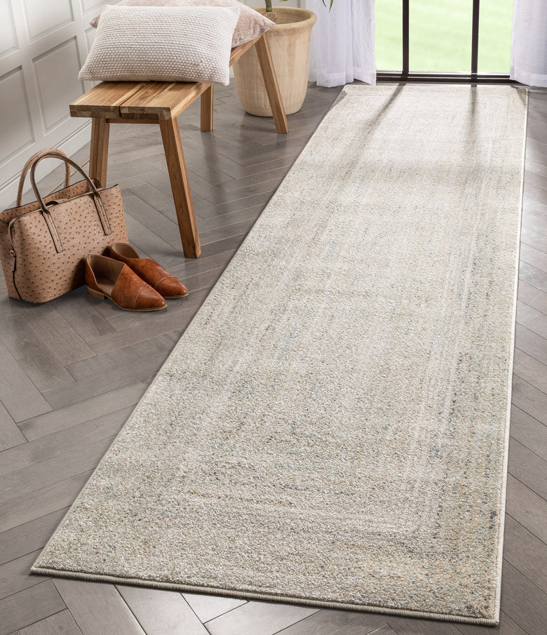 Chindi Bohemian Vintage Solid & Striped Multi-Color Green Ivory Braided Pattern Rug RO-315