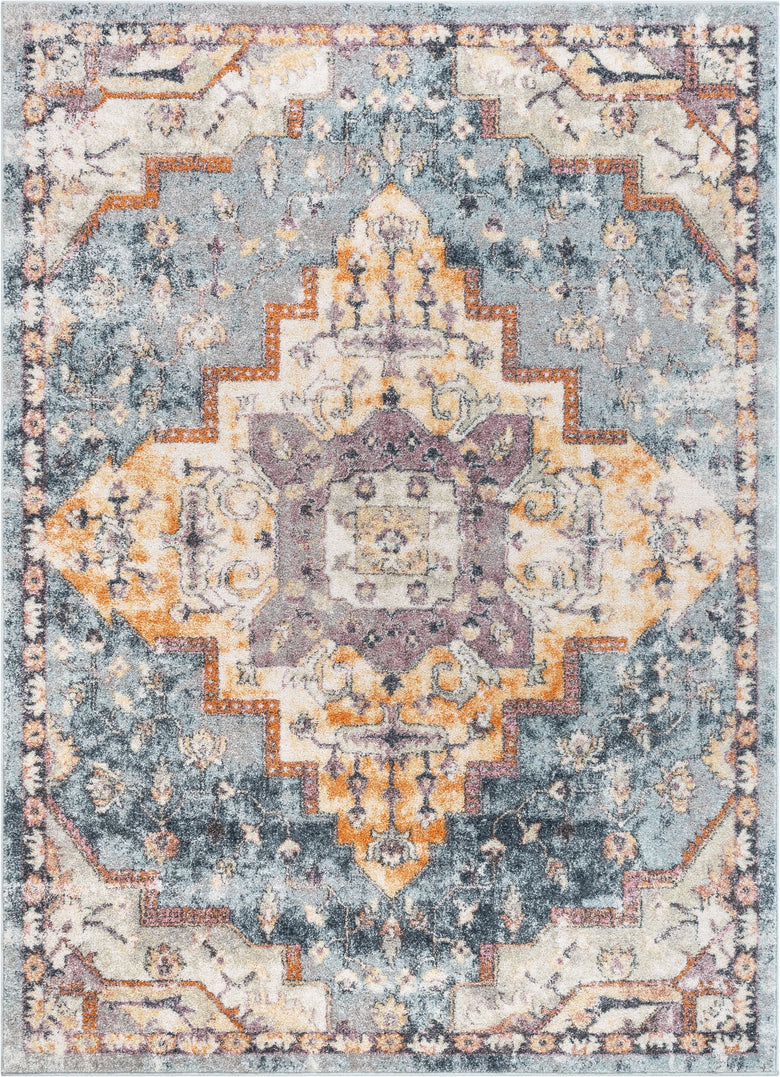 Encino Global Vintage Medallion Light Blue Rug RO-36